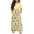 thumbnail image 2 of Cowsor Big Girls Short Sleeve Round Neck Easter Print Dress Casual Maxi Gown with Pockets Comfortable Holiday Outfit for 4 to 14 Years Old Kids Spring Parties, 2 of 7