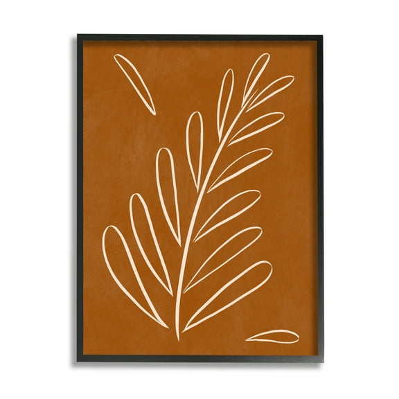 Stupell Industries Modern Fern on Brown Botanical & Floral Painting Black Framed Art Print Wall Art, 11 x 14