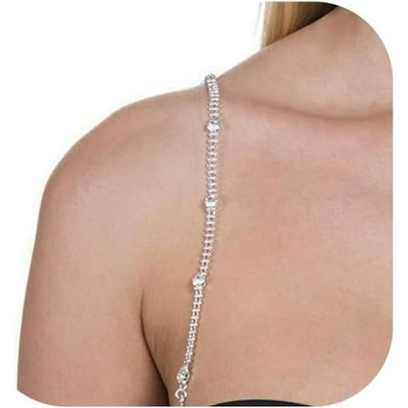 QIUYIDP 1Pair Glitter Rhinestone Bra Straps Rhinestones Shoulder Chain Strap Jewelry Crystal Lingerie Straps Wedding Bridal Rhinestone Underwear Chain for Women