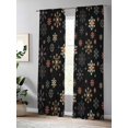 thumbnail image 5 of Semi Sheer Window Curtains 96 Inches Long, Black Christmas Rod Pocket Voile Silky Chiffon Curtain Treatment Drapes for Kitchen, Living Room, Winters Colorful Snowflakes Patterned 52"x96", 2 Panels, 5 of 9