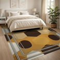 thumbnail image 3 of ODIKA 8'x10' Washable Area Rug Durable, Non-Slip Patchwork Bordered Mosaic Field Abstract Inspired Spotted Tricolor Refined for Living Room, Under Sectional, Family, 3 of 7