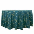 Efavormart 120" Peacock Teal Round Polyester Tablecloth With Gold Foil ...