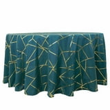 Efavormart 120" Peacock Teal Round Polyester Tablecloth With Gold Foil ...