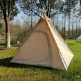 thumbnail image 3 of Outdoor Cotton Canvas Adult Camping Indian Teepee Pyramid Tent for 2 Person, 3 of 6
