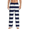 thumbnail image 2 of Lsque Navy Blue And White Stripes Print Men's Pajama Pants, Lounge Pant - Comfortable Home Wear,Elastic Waistband, Stylish Design-Large, 2 of 9