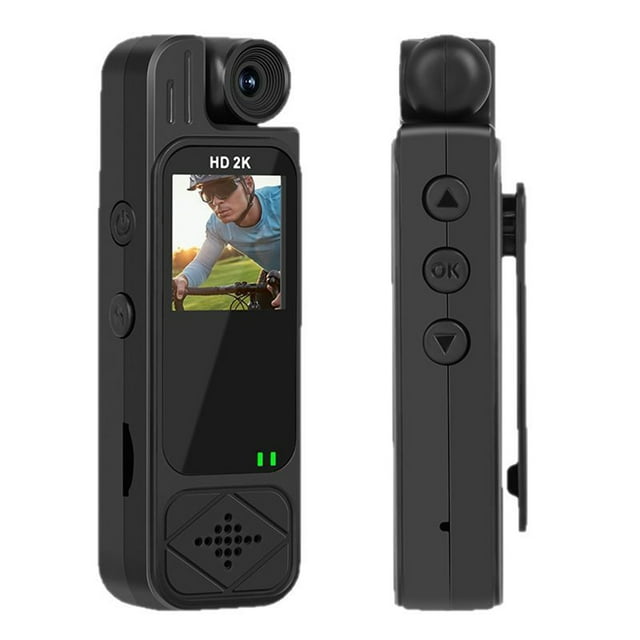 Grabadora de Seguridad de 1080p con Visión Infrarroja y Pantalla. Minicámara con Clip Trasero para Pruebas.