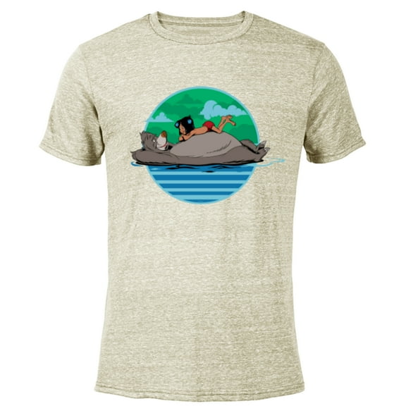 Disney The Jungle Book Baloo and Mowgli - Short Sleeve Blended T-Shirt for Adults - Customized-Yellow