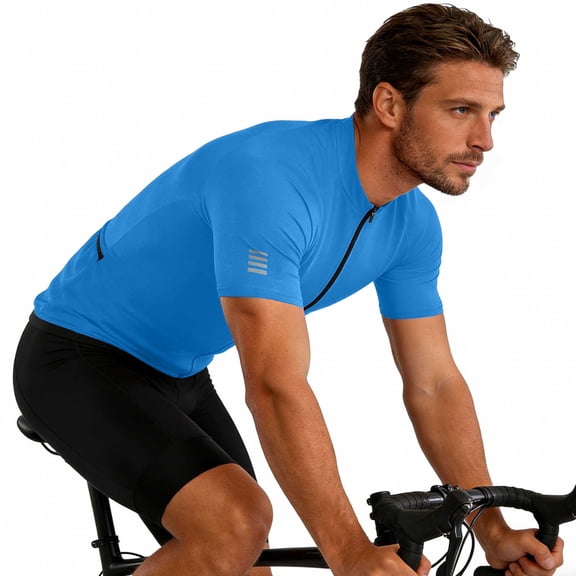 LPZOOGU Men's Half Zip Short Sleeve Cycling Jersey Quick Dry Moisture Wicking Biking Top Ideal for Road & Mountain Biking