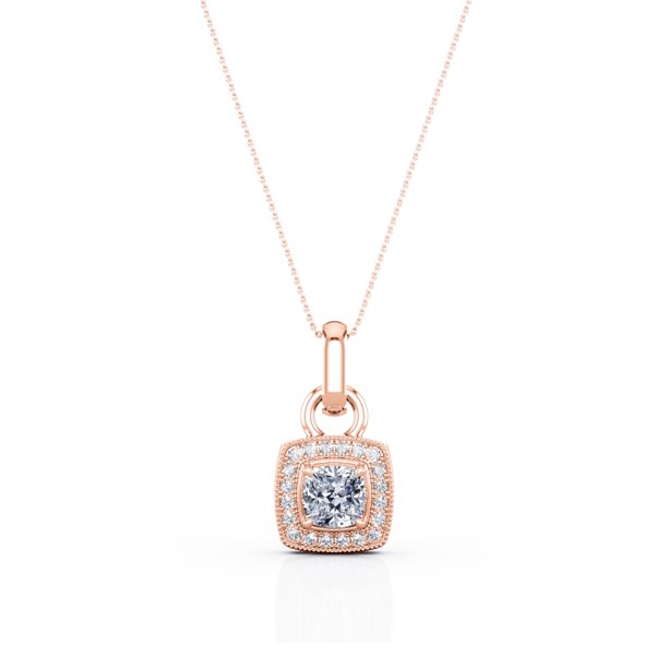 Collar JeenMata con Colgante de Moissanita de 1,15 Quilates En Baño de Oro Rosa de 18 K sobre Plata