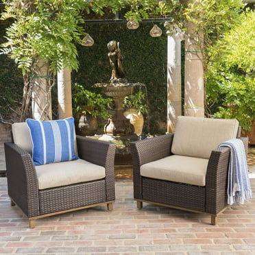 Noble House Glenwood Outdoor Mix Brown Club Chairs (Set of 2)