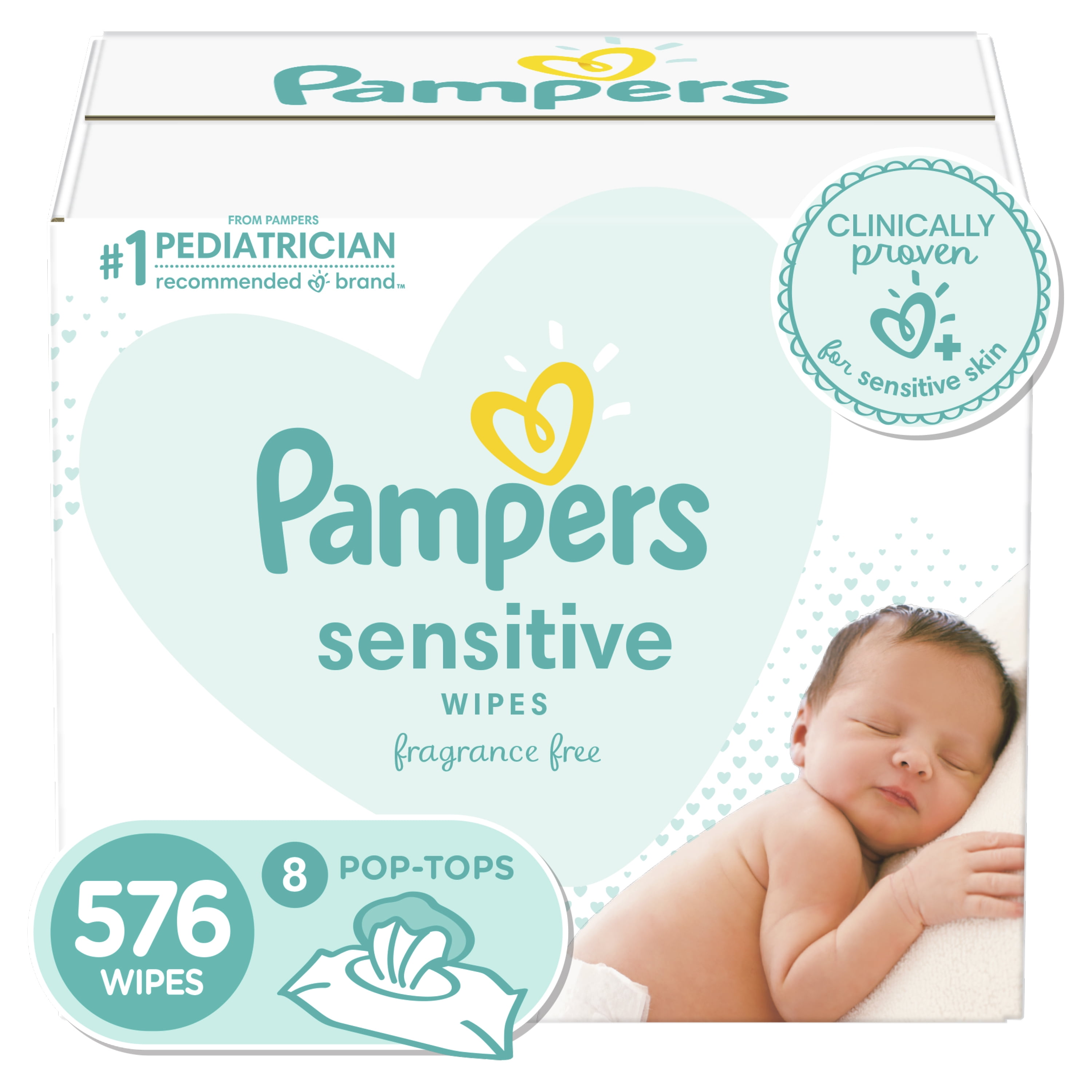 624 wipes PAMPERS Sensitive fragrance free BABY WIPES 12 packs x 52 wipes 