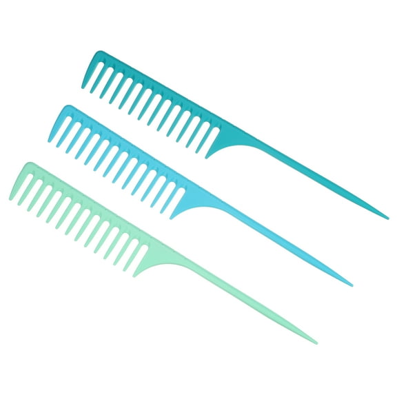 Unique Bargains 3 Pcs Wide Tooth Rat Tail Comb Tip Tail Combs for Wet Curly Hair for Women Men Light Green Blue Green