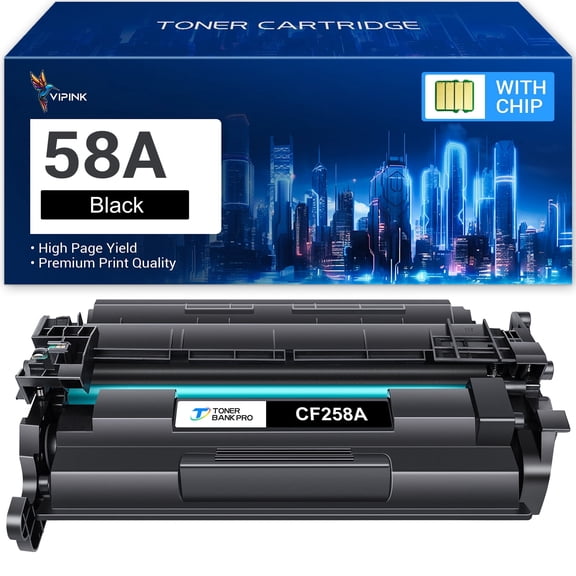 58A Toner Cartridge Black (CF258A With chip) Compatible for 58A CF258A 258A 258 CF258X 58X Laserjet PRO MFP M428fdw Laserjet Pro M404n M404dw M404dn M404 M428 M304 Printer Ink (Black, 1-Pack)