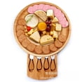 thumbnail image 4 of Sustainable Bamboo Round Serving Board Set with Built-in Storage Drawer – 25x25x3.5cm Multi-Functional Cheese Platter, Pizza/Sushi Tray & Cutting Board, Includes Utensils, Rustic Wood Grain Design,, 4 of 5