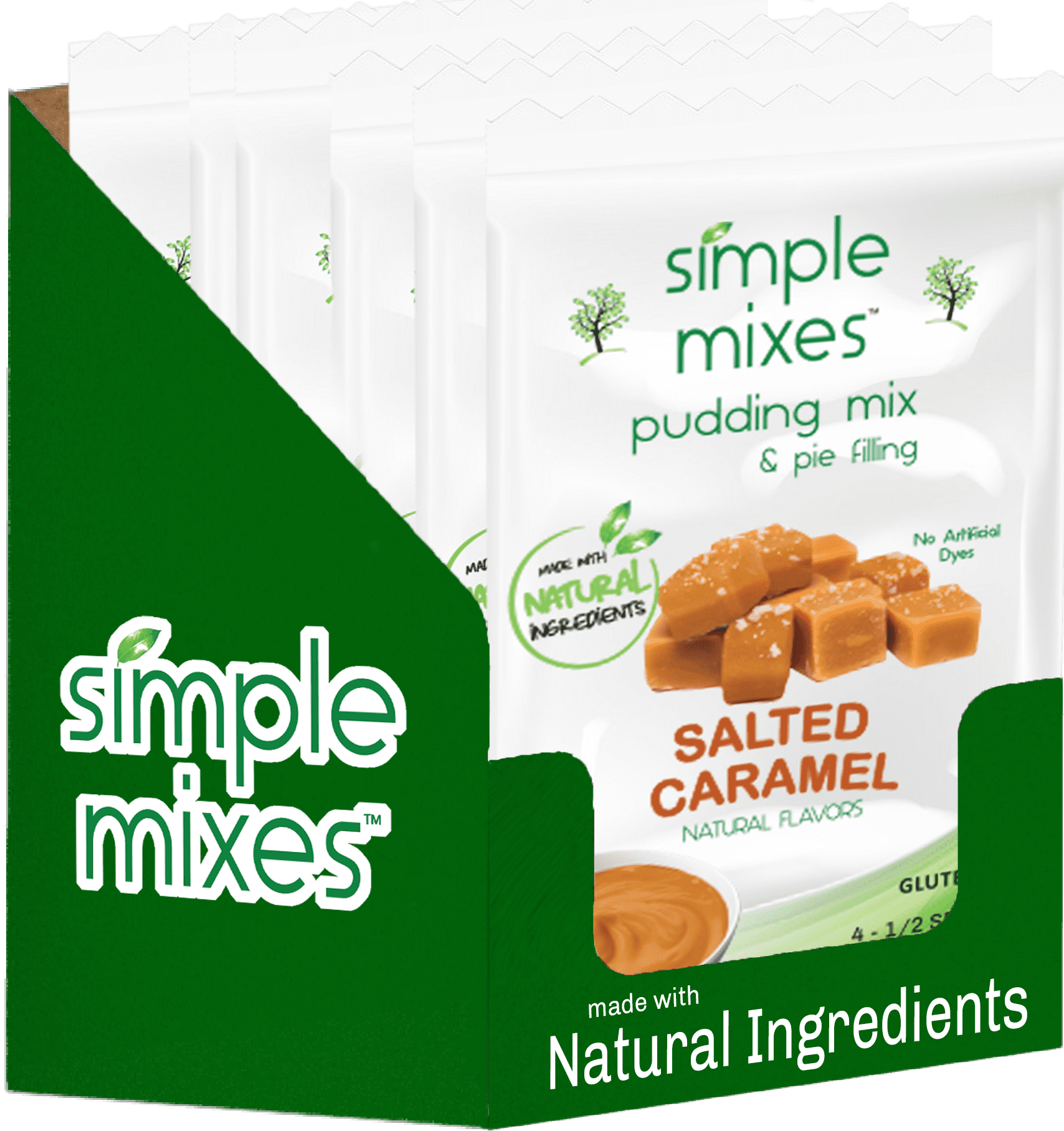(6 pack) Simple Mixes Natural Salted Caramel Instant Pudding Mix & Pie Filling ,  3.4oz Pouch, 4 servings