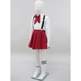 thumbnail image 4 of TiaoBug Kids Girls Uniform Set Short / Long Sleeve Bow Tie Blouse with A-Line Mini Pleated School Type A Burgundy 110, 4 of 7