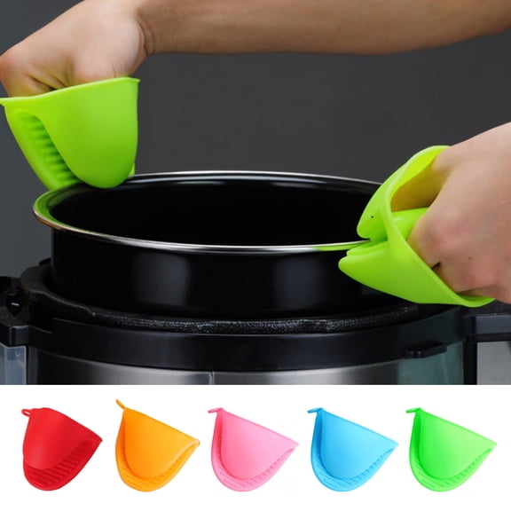 Queroig 4Pcs Silicone Oven Mitts Heat Resistant Kitchen Mittens Pinch Mitts Anti-Scald Silicone Potholders Non-Slip Cooking Mitts Versatile Mini Oven Mitts