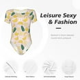 thumbnail image 4 of Gaeub Banana With Leaves Print Women's Short Sleeve One Piece Swimsuit Sexy High-Waisted Bodysuit Bathing Suit for Swimming, Beach, Sports-X-Large, 4 of 7