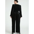 thumbnail image 2 of ELOQUII Women's Plus Size Velvet Wide Leg Jumpsuit, 2 of 6