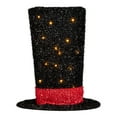 thumbnail image 6 of Northlight 9.25" Lighted Black Tinsel Top Hat Christmas Tree Topper, Clear Lights, 6 of 7