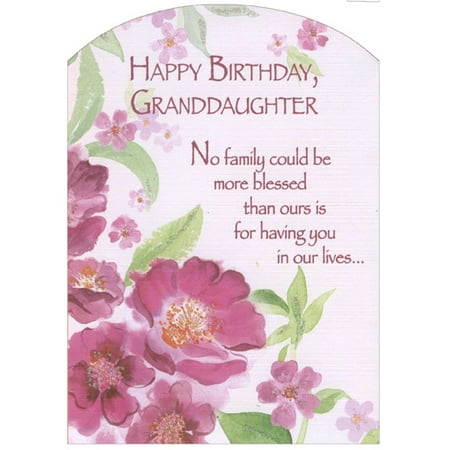 Designer Greetings Pink Flowers With Glitter Z Fold Granddaughter