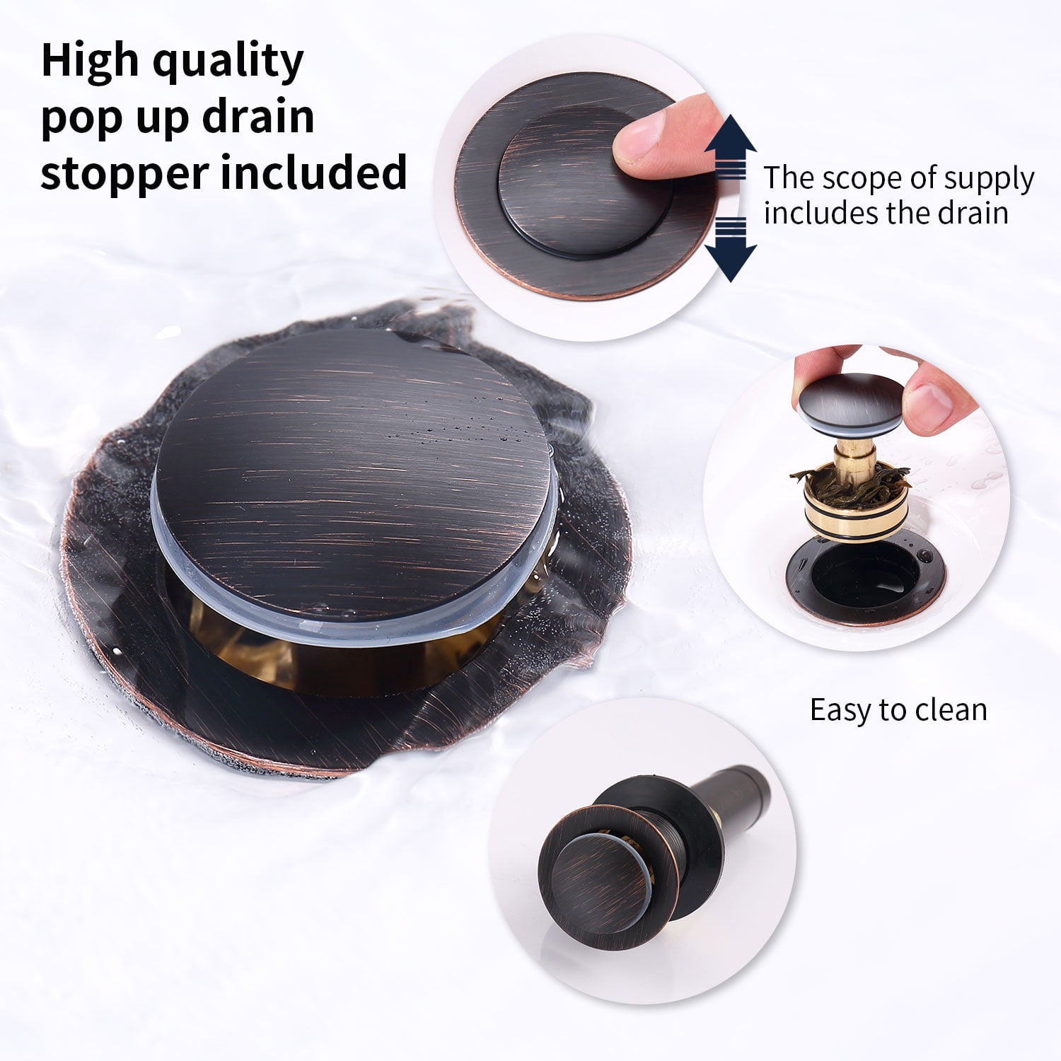 2-Handle 4-Inch Oil Rubbed Bronze Bathroom Faucet, Bathroom Vanity Sink Faucets with Pop-up Drain and Supply Hoses [Unable ship on weekends,+usps/fedex]
