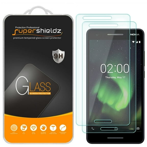 [2-Pack] Supershieldz for Nokia 2 V / 2V / 2.1 Tempered Glass Screen Protector, Anti-Scratch, Anti-Fingerprint, Bubble Free