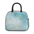 thumbnail image 2 of Insulated Lunch Bag for Women, Floral Print Oxford Fabric Lunch Box, Leakproof Thermal Cooler Tote for Work, School & Picnic, Turquoise Marble Pattern, 2 of 5