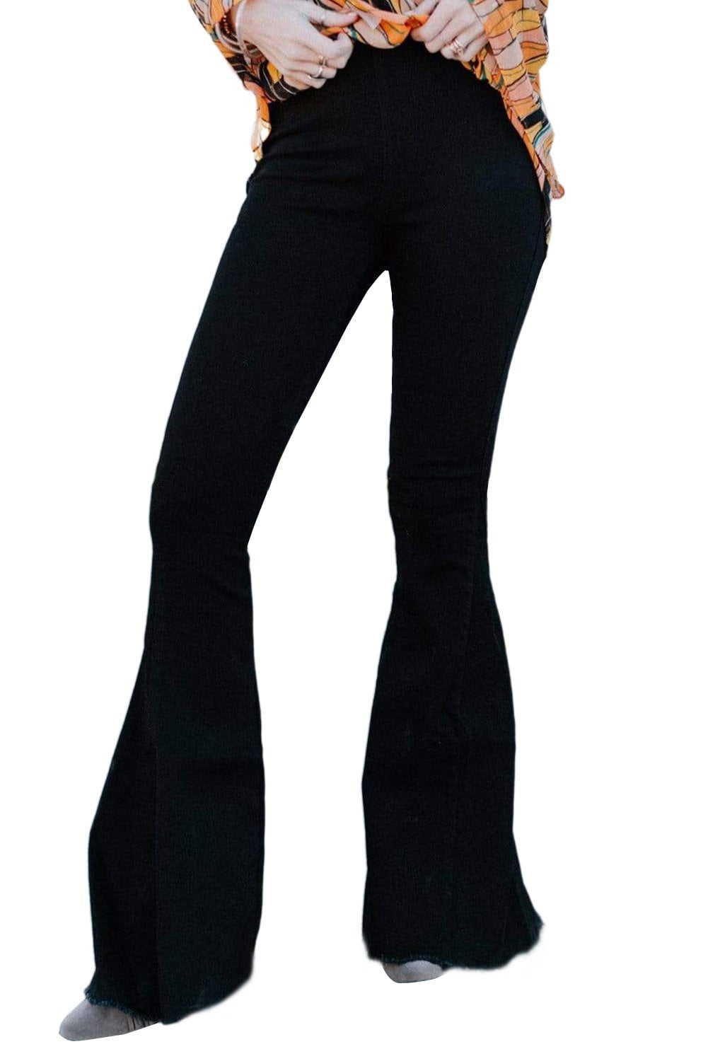 Women Black Pants Bell Bottom Jeans