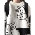 thumbnail image 3 of Qiylii Women Loose Sweater, Long Sleeve Crew Neck Cartoon Cow Print Pullover, 3 of 7