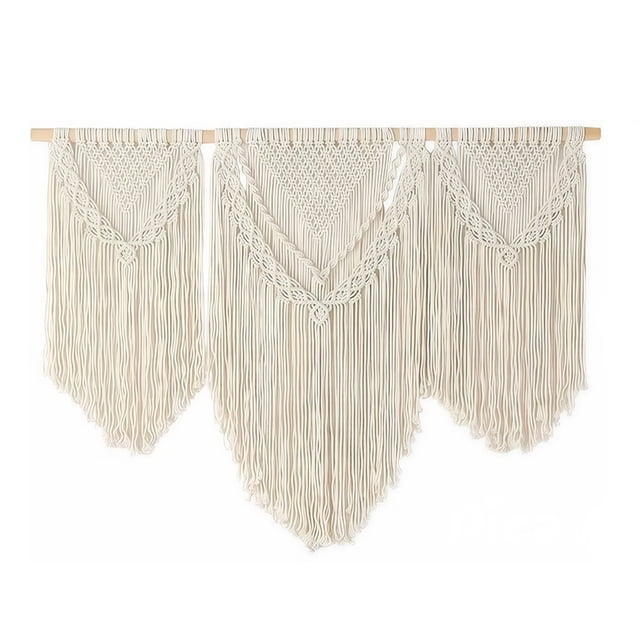 Ilios Innova | Tapiz Colgante Boho Beige de Algodón Tejido a Mano, Decoración de Pared Artesanal Estilo Bohemio, Accesorio Decorativo para Sala, Dormitorio, Oficina o Estudio.