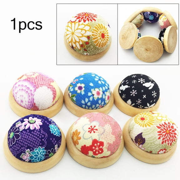 SPRING PARK Wooden Bottom Base Needle Pin Cushion Pillow Sewing Craft Stitch DIY Holder Tool