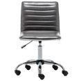 thumbnail image 1 of BTEXPERT Home Gray Swivel Mid Back Armless Ribbed Designer Task Faux Leather Soft Upholstery Office Chair, 1 of 4