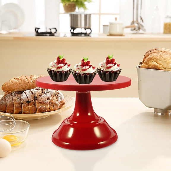 NICEXMAS Red Desktop Fruit Stand Elegant Cake Serving Tray for Home Parties