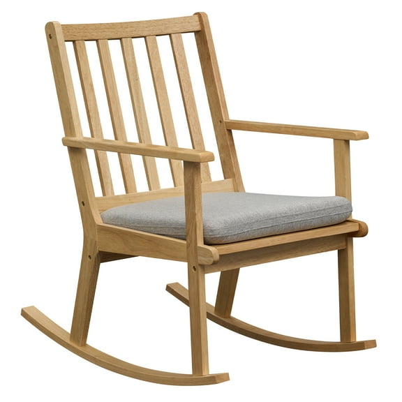 Gymax Wooden Rocking Chair w/Removable Cushion & Ergonomic Slatted Backrest Indoor