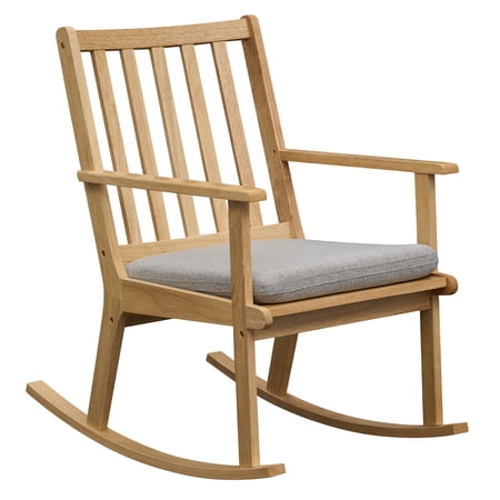 Gymax Wooden Rocking Chair w/Removable Cushion & Ergonomic Slatted Backrest Indoor