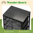 thumbnail image 6 of Rolling Storage Cart with Drawers, Utility Cart with Wooden Tabletop and Lockable Wheels Multifunctional Storage Organizer Craft Cart for Classroom, Bedroom, Bathroom, Office, Black, 6 of 18