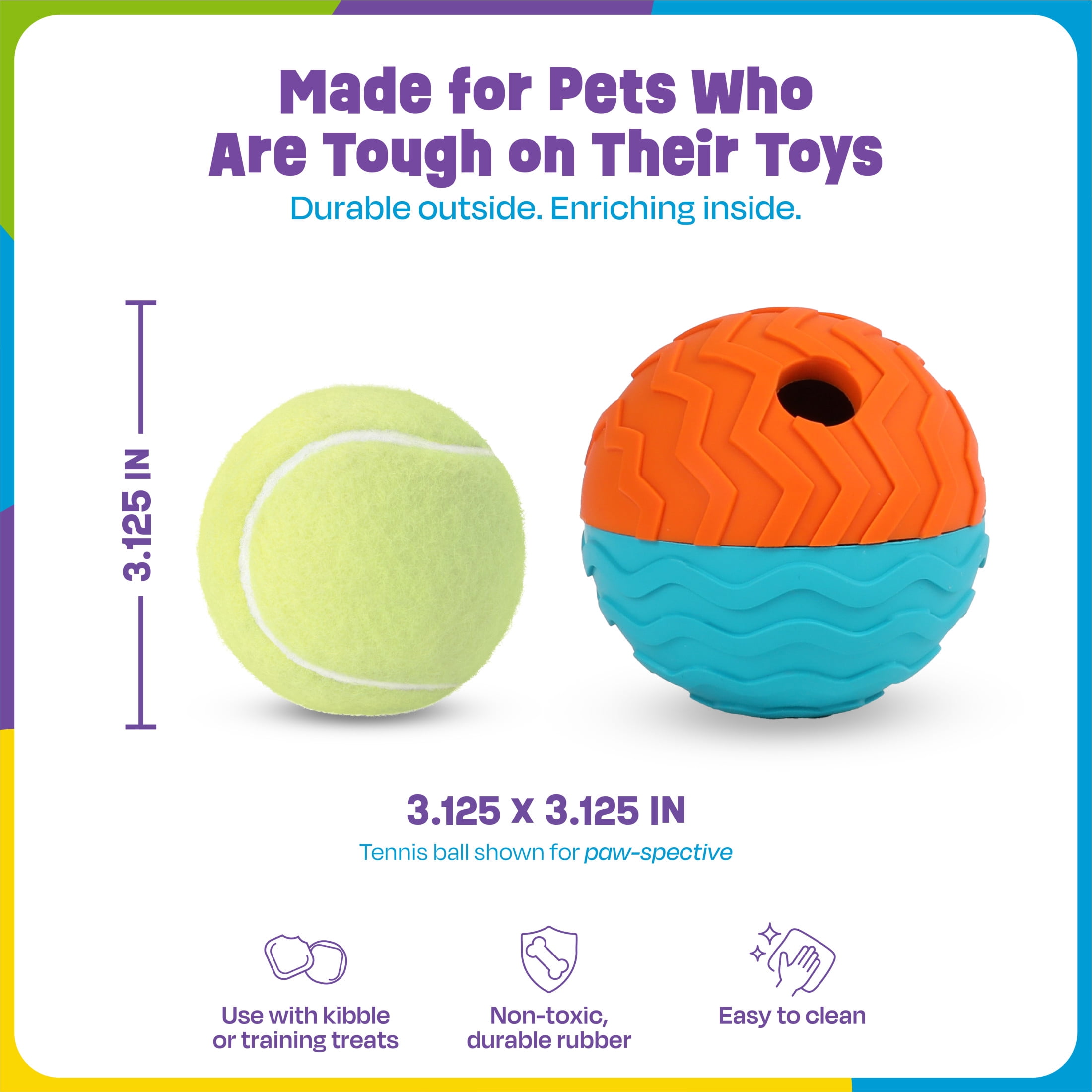 Brightkins Tough & Tumble 2-piece Texture Ball Small,  Puppy Essentials