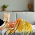 thumbnail image 3 of Chill Soft Flannel Fleece Throw Blanket, Watercolor Art Modern Calligraphy Message Hand Writing Letters and Dots, Cozy Plush for Indoor and Outdoor Use, 60" x 80", Orange Yellow White, by Ambesonne, 3 of 5