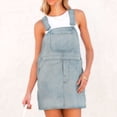 thumbnail image 1 of WILLBEST Robes Froncées pour Femmes Robe Décontractée en Denim Robe Mini Robe en Denim Décontractée Moderne Extérieure Quotidienne Bretelles Spaghetti Poche Sans Manches Jupe en Denim une Pièce, 1 of 7