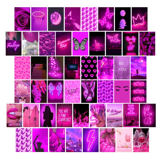 JShteea Wall Collage Kit Aesthetic Pictures-Room Photo Collage Poster (Pink Light)