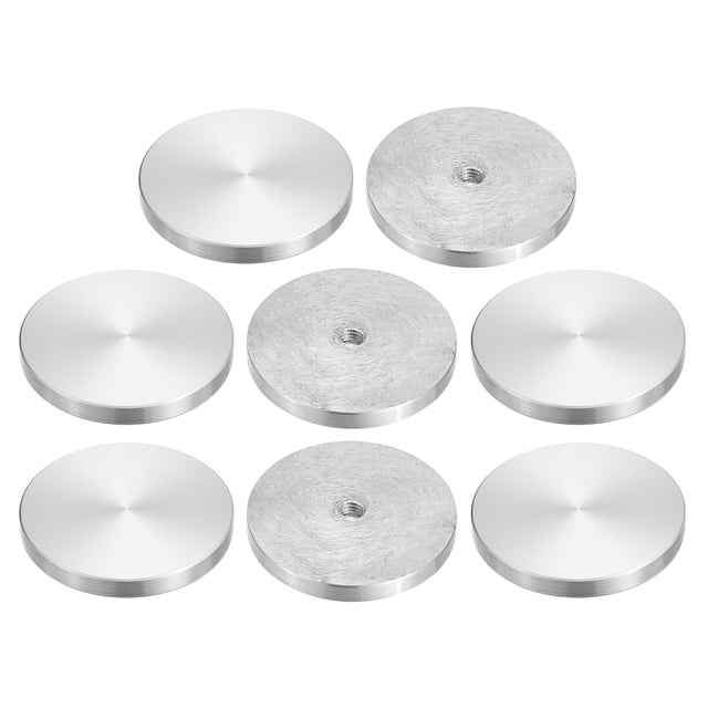 Unique Bargains M8 Thread 60mm Diameter Round Shape Aluminum Disc Hardware 8pack Aluminum Circle Disc Glass Top Adapter for Glass Table