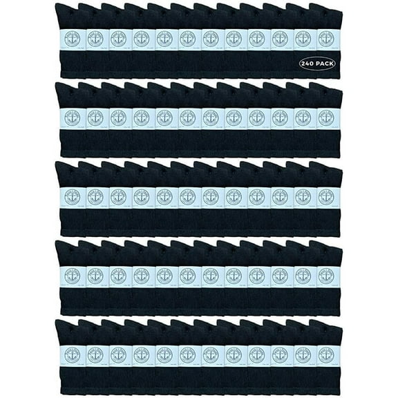 Yacht & Smith Mens Wholesale Bulk Cotton Socks, Athletic Sport Socks Shoe Size 10-13 (240 Pairs Black)