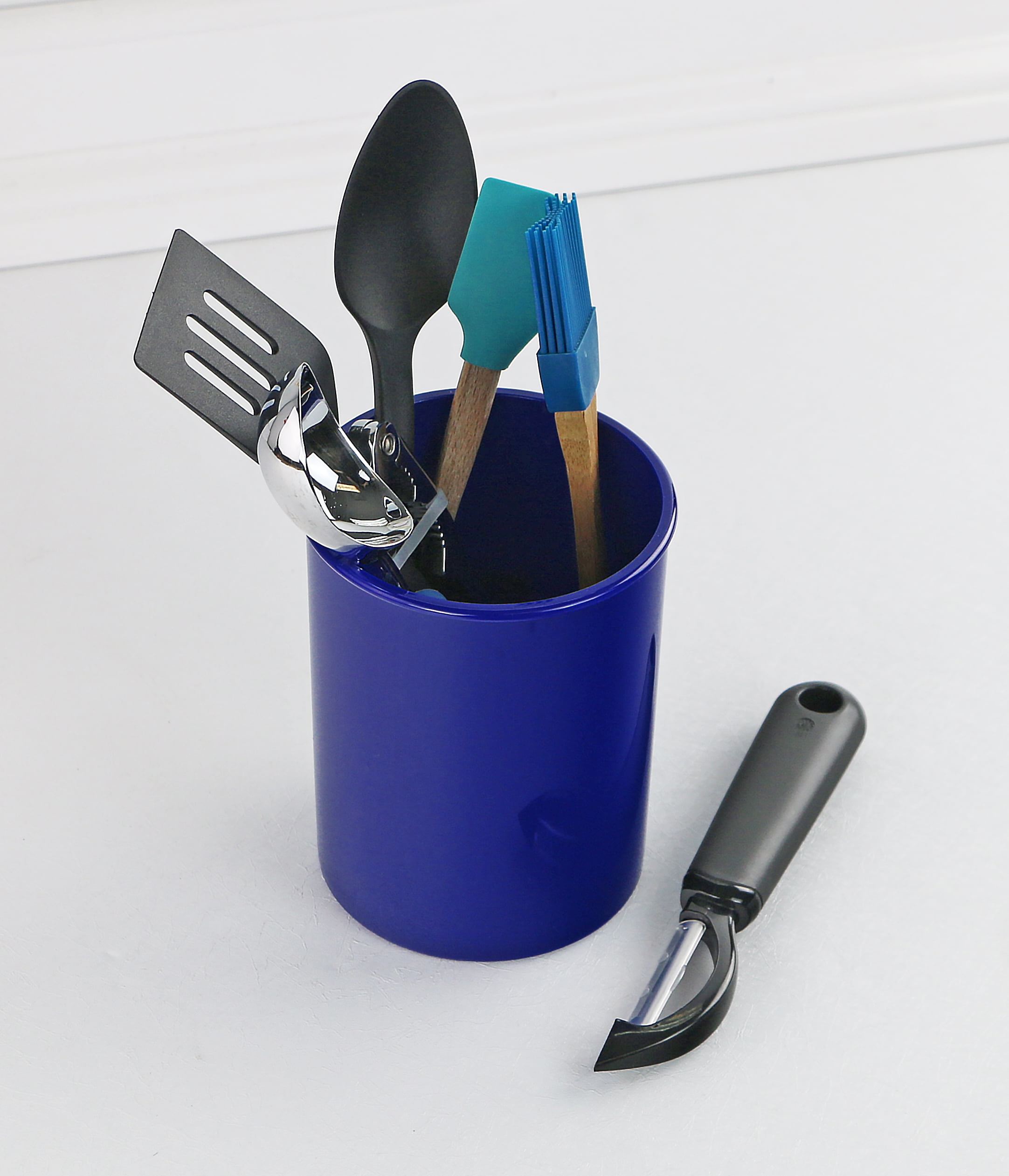 Durable Plastic Countertop Miniature Utensil Crock/Holder, Indigo