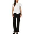 thumbnail image 2 of CAMISAS DE BOTONES DELANTEROS CON MANGAS RIZADAS Y CUELLO ALTO PARA MUJERES CHIC DE OFICINA M BLANCO, 2 of 6