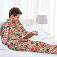 thumbnail image 6 of Picia Watercolor Birds Pattern Men’s Long-Sleeve Sleepwear Set - Soft 2-Piece Loungewear with Pockets, Comfy PJs for Relaxing Nights-Small, 6 of 7