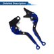 thumbnail image 5 of Palancas de freno y embrague cortas y largas para Kawasaki ZZR600 05-09, palanca de freno ajustable de motocicleta, aleación de aluminio, cabeza azul, mango negro, 5 of 6