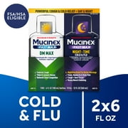 Mucinex Fast-Max DM Max & Nightshift Cold and Flu Medicine, OTC Day/Night Cough Medicine, 2x6 fl oz