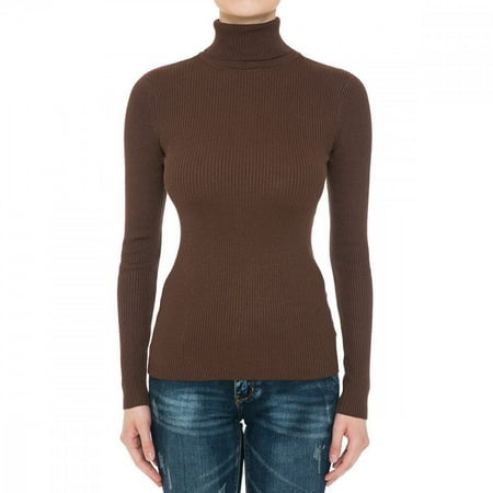 Ambiance Apparel #65660 Turtle Neck Ribbed Long Sleeve Sweater Top