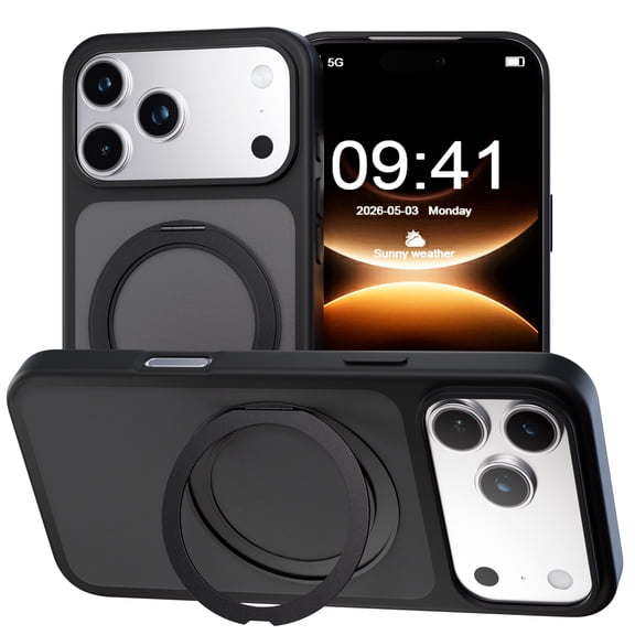 Magnetic for Apple iPhone 15 Case with Ring Stand, Fits MagSafe Ring, Military-Grade Drop Protection, Build in Kickstand,Slim Matte Finish Shockproof Phone Cover for iPhone 15 6.1''